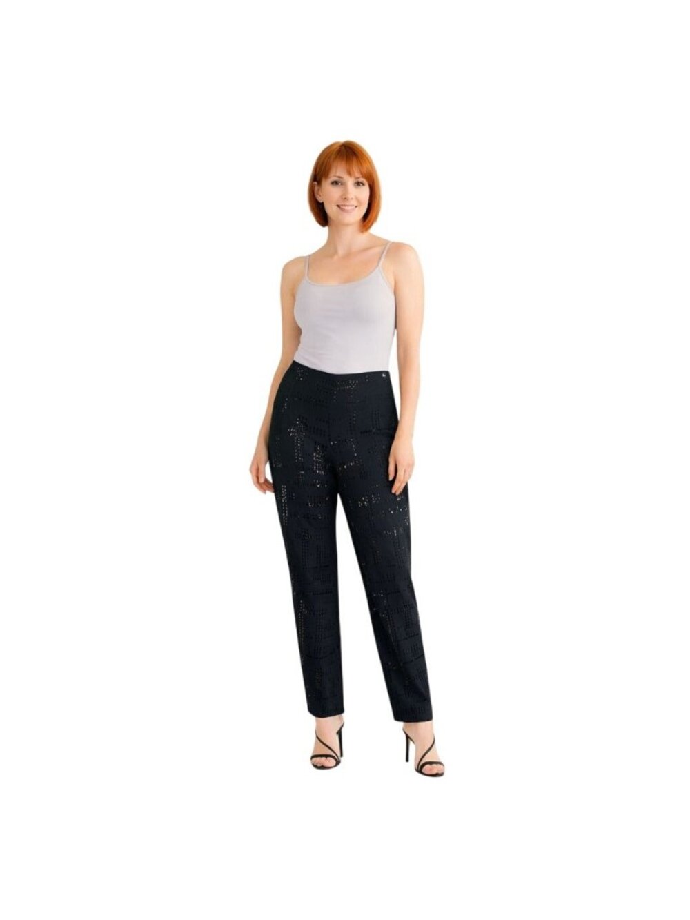 Tom And Linda Platt Size 4 Black Sequin Detail Cropped Pants